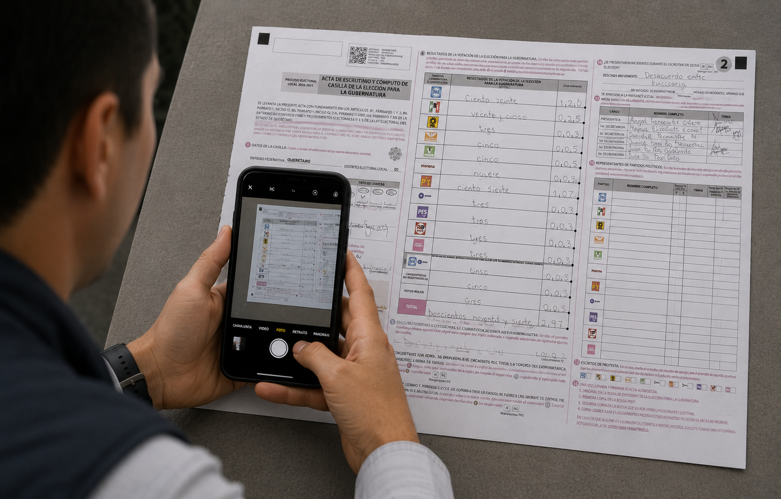 Captura de actas con Votométrica para consultar resultados electorales en tiempo real