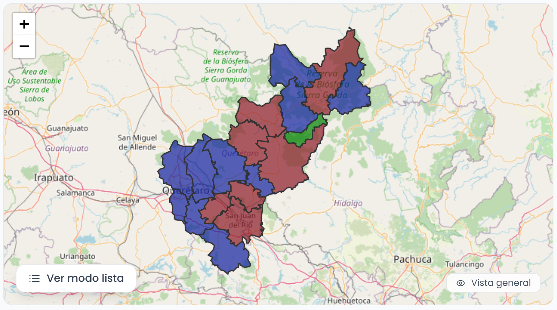 Mapa electoral de Votométrica con información organizada por sección